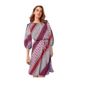 NWOT Ann Taylor Belted Geo Stripe‎ Flare Dress Size 6